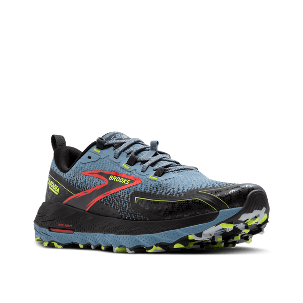 Brooks Mens Cascadia 18 (2E) (Citadel/Ebony/Lime)
