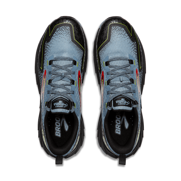 Brooks Mens Cascadia 18 (2E) (Citadel/Ebony/Lime)