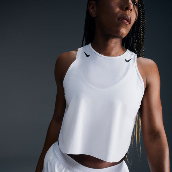 Nike Womens Dri-Fit Aeroswift Cropped Run Tank (White)