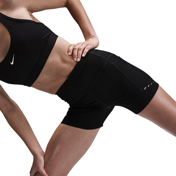 Nike Womens High-Waisted 4'' Tight Run Shorts with Pockets (Black)