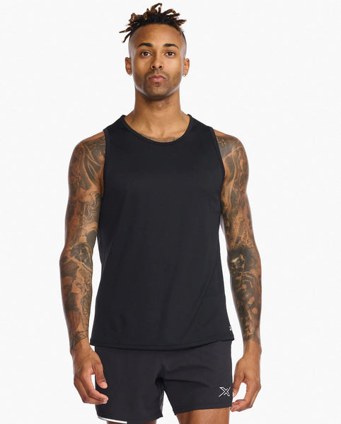 2XU Mens Aero Run Tank (Black/Silver Reflective)