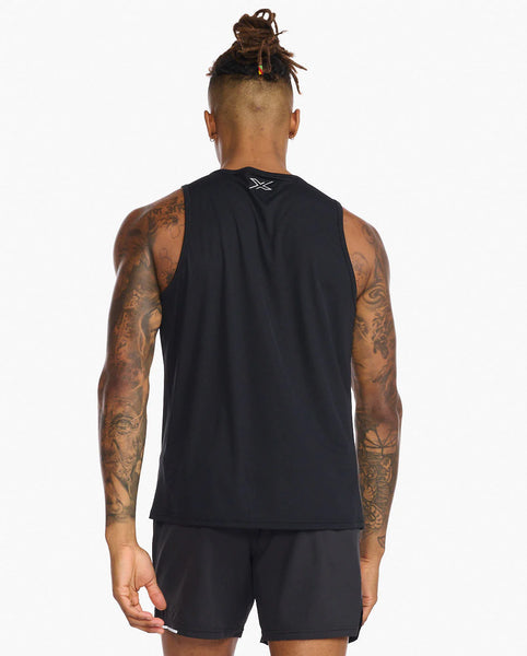 2XU Mens Aero Run Tank (Black/Silver Reflective)