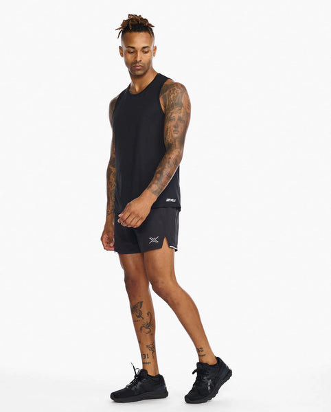 2XU Mens Aero Run Tank (Black/Silver Reflective)