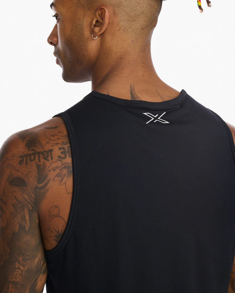 2XU Mens Aero Run Tank (Black/Silver Reflective)