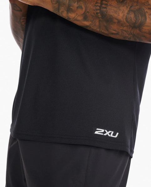 2XU Mens Aero Run Tank (Black/Silver Reflective)