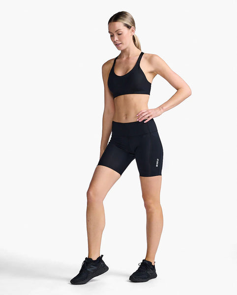 2XU Women’s Aero Mid-Rise Compression 6” Run Shorts (Black/Silver Reflective)