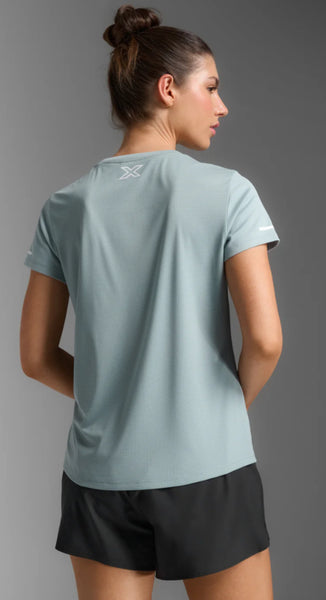2XU Womens Aero Tee (Smoke Blue/White Reflective)