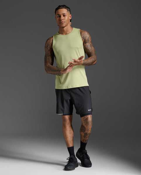 2XU Mens Aero Tank (Green Mist/Hunter)