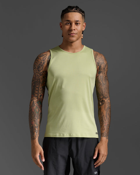 2XU Mens Aero Tank (Green Mist/Hunter)