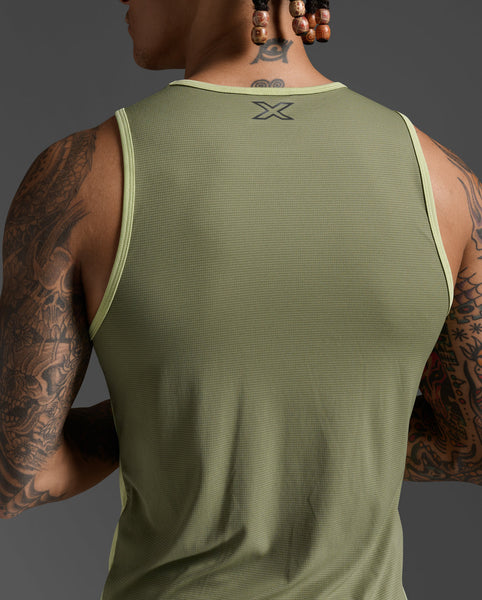 2XU Mens Aero Tank (Green Mist/Hunter)