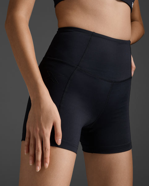 2xu W Form Soft Touch Hi-Rise 4” Compression Shorts (Black/Black)