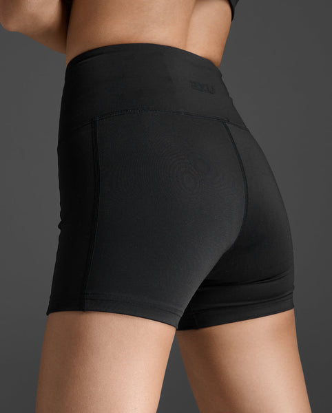 2xu W Form Soft Touch Hi-Rise 4” Compression Shorts (Black/Black)