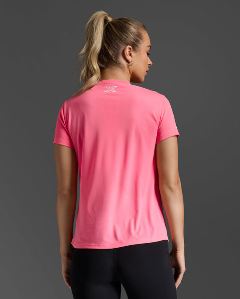 2XU Womens Aero Tee (Pink Glow/White Reflective)