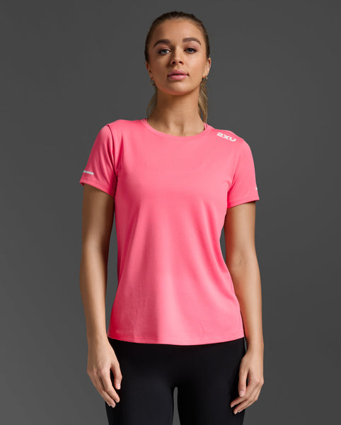 2XU Womens Aero Tee (Pink Glow/White Reflective)