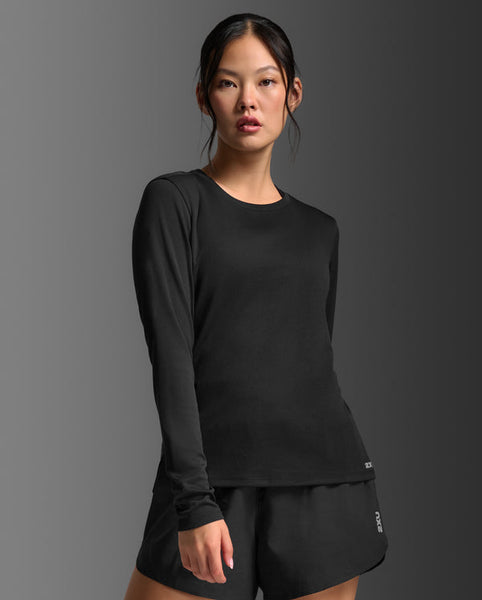 2XU Womens Aero Mesh L/S (Black/Black Reflective)