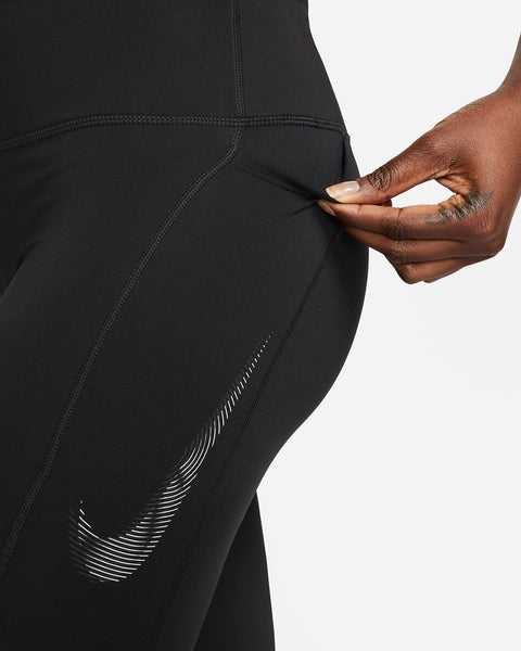 Nike Womens Mid-rise 7/8 Fast Run tight w' Pockets (Black)