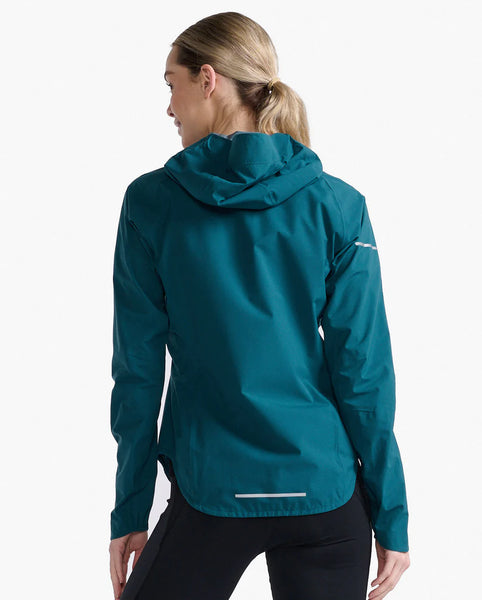 2XU Womens Light Speed Waterproof Jacket (Deep Jade/Reflective Silver)