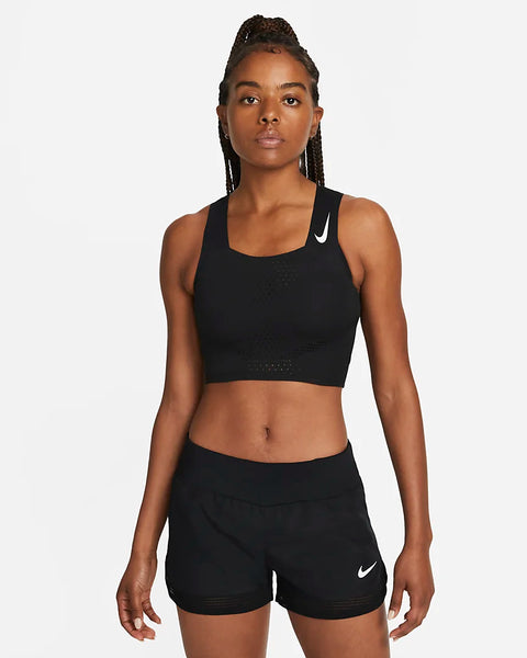 Nike Womens Dri-FIT ADV AeroSwift Cropped Run Tank (Black)