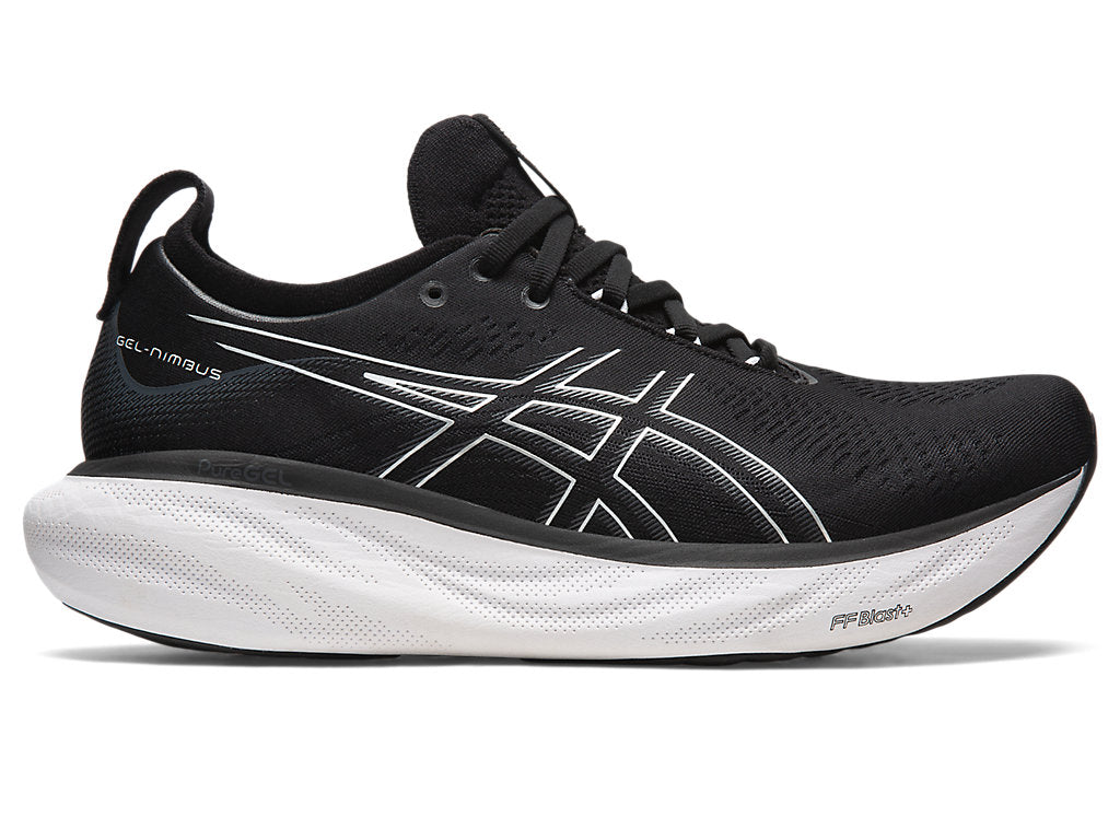 Asics Mens Gel Nimbus 25 2E Black Pure Silver
