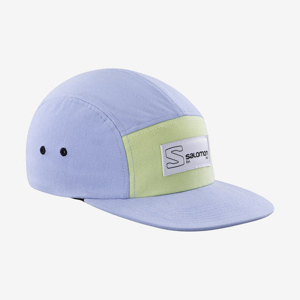 Salomon Unisex 5 Panel Run Cap (Serenity/Sunny Lime)