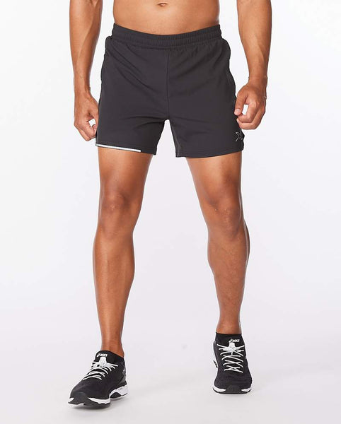 2XU Mens Aero 5" Run Short (Black/Silver Reflective)