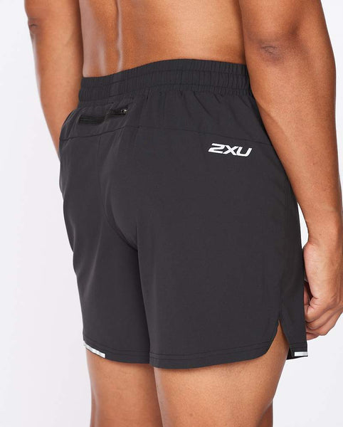 2XU Mens Aero 5" Run Short (Black/Silver Reflective)