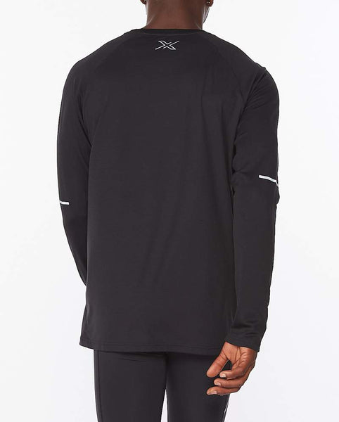 2XU Mens Aero L/S Run Tee (Black/Silver Reflective)