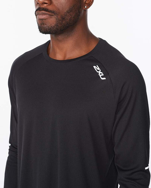 2XU Mens Aero L/S Run Tee (Black/Silver Reflective)