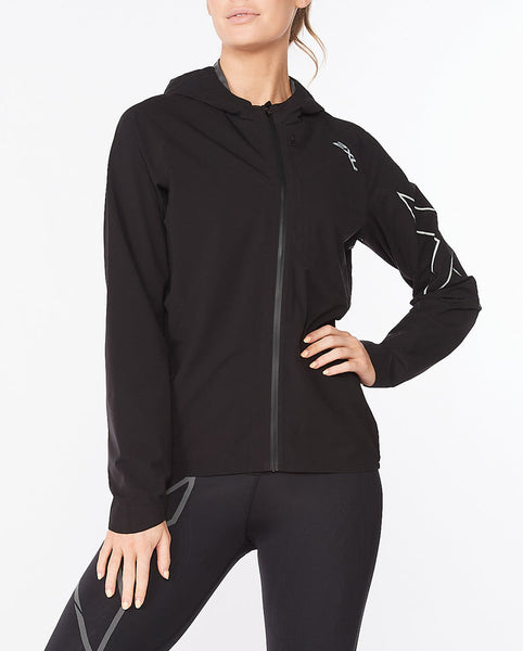 2XU Womens Light Speed Water Proof Jacket (Black/Reflective Silver)
