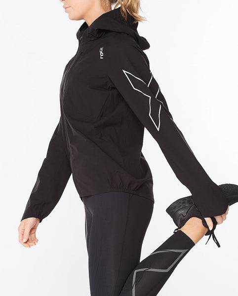 2XU Womens Light Speed Water Proof Jacket (Black/Reflective Silver)