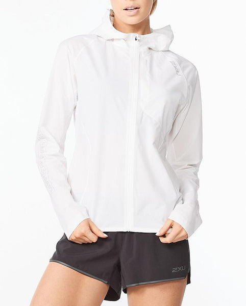 2XU Womens Light Speed Water Proof Jacket (White/Reflective Silver)