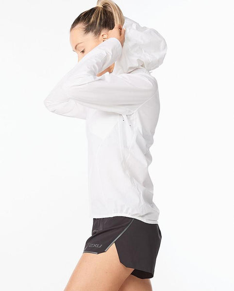 2XU Womens Light Speed Water Proof Jacket (White/Reflective Silver)