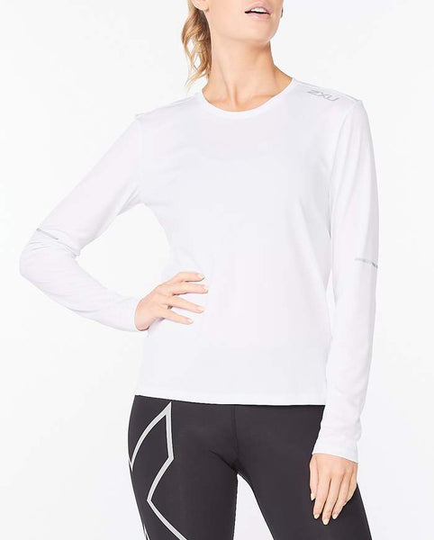 2XU Womens Aero L/S Run Tee (White/Reflective)