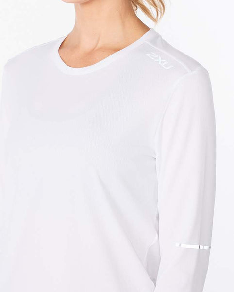 2XU Womens Aero L/S Run Tee (White/Reflective)