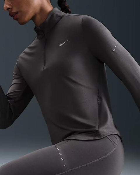 Nike Womens Swift Dri-Fit UV 1/4 Zip Running Top (Thunder Grey)