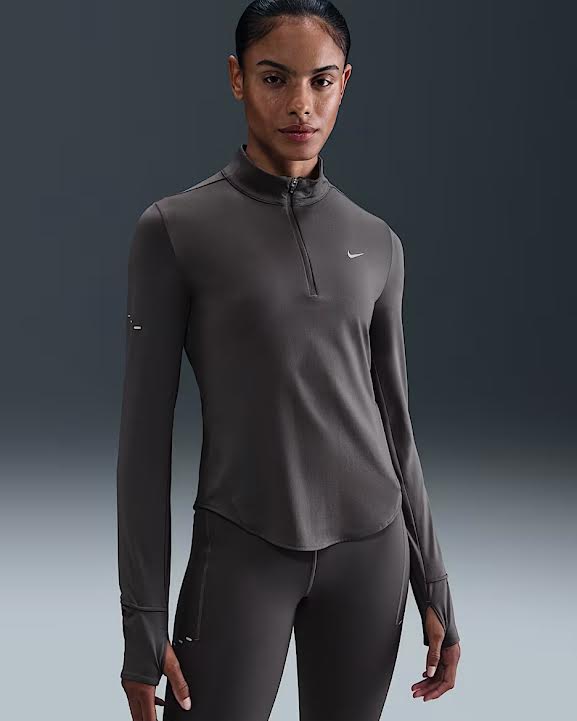 Nike Womens Swift Dri-Fit UV 1/4 Zip Running Top (Thunder Grey)