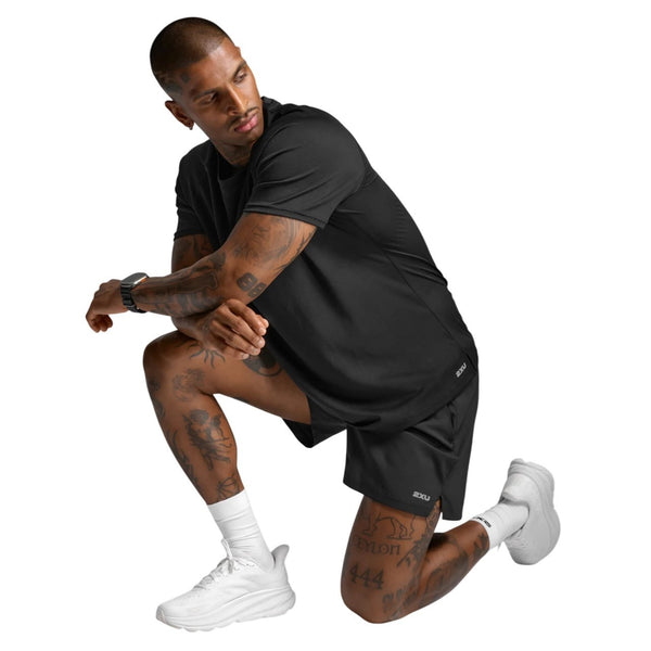 2XU Mens Aero Mesh Tee (Black/Silver Reflective)