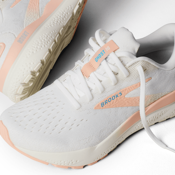 Brooks Womens Ghost 16 (White/Blue Wash/Peach)