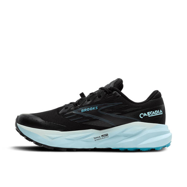 Brooks Mens Cascadia 19 GTX (Black/Ebony/Blue Flower)