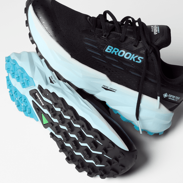 Brooks Mens Cascadia 19 GTX (Black/Ebony/Blue Flower)
