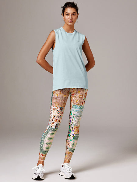 Running Bare Women’s Distressed Muscle Tank (Aquamarine)