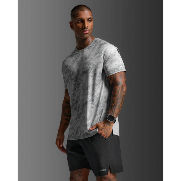2XU Mens Aero Mesh Tee (Weathervane/Marble Reflective)
