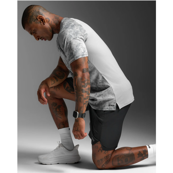 2XU Mens Aero Mesh Tee (Weathervane/Marble Reflective)