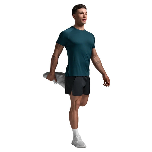 2XU Mens Aero Mesh Tee (Dark Moss/Silver Reflective)