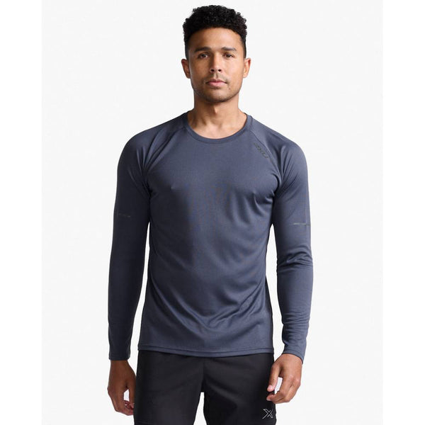 2XU Mens Aero L/S Run Tee (Indigo/Black Reflective)