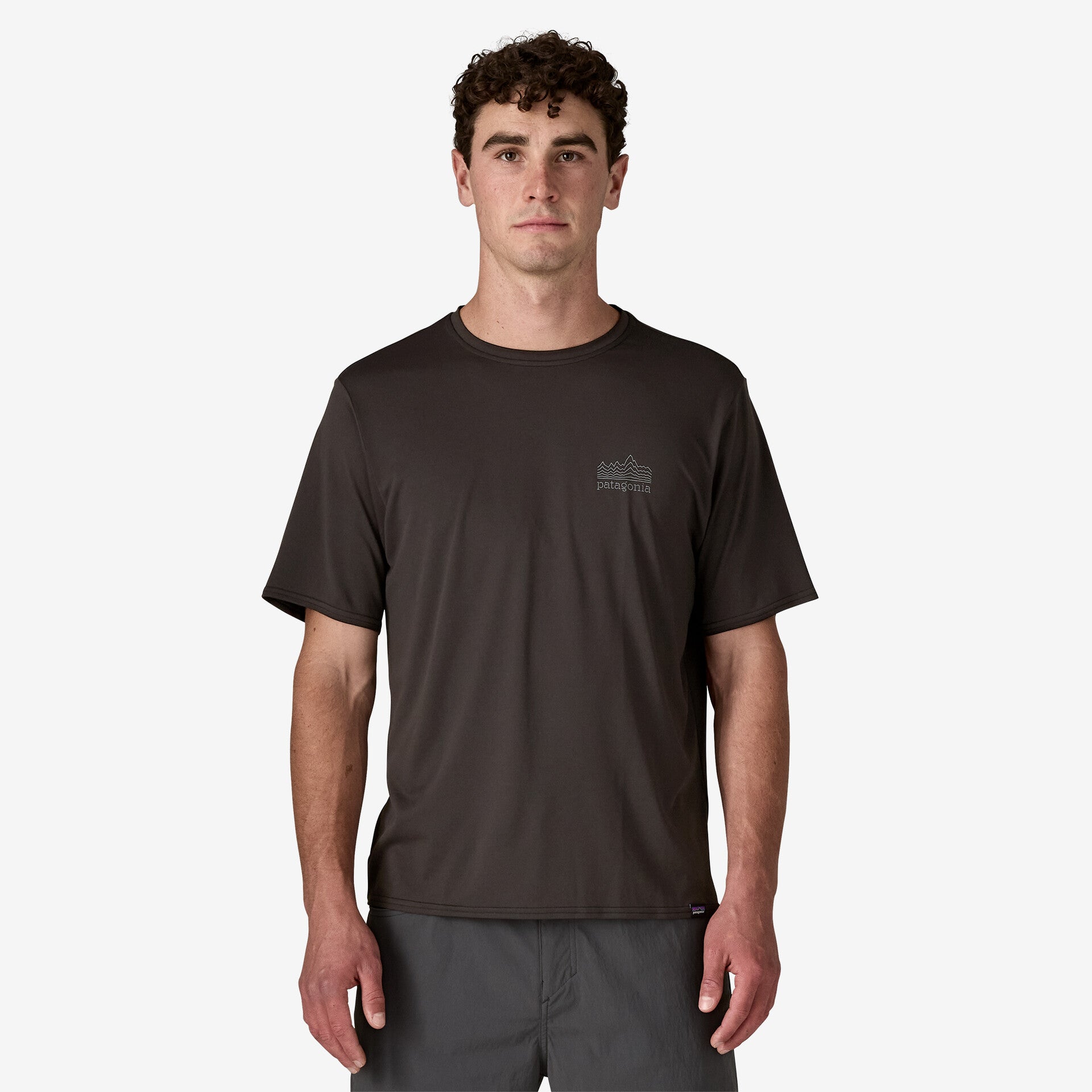 Patagonia Mens Cap Cool Daily Graphic Run Tee (Strataspire/Black)
