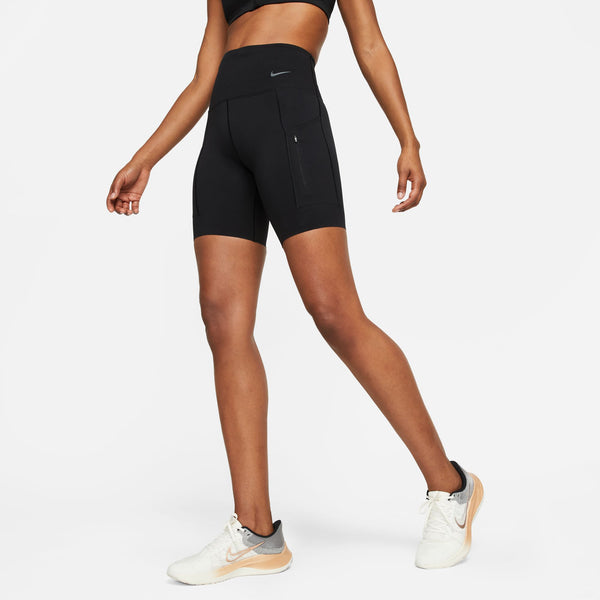 Nike Womens Dri-Fit Go Firm-Support High-Waisted 8" Run (Black)