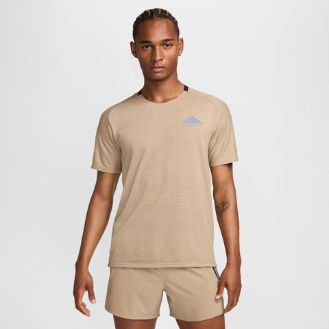 Nike Mens Solar Chase S/S Trail Run Tee (Khaki/Black)