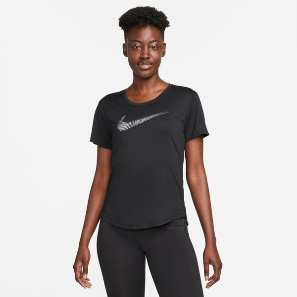Nike Womens Dri-Fit Swoosh S/S Run Top (Black)