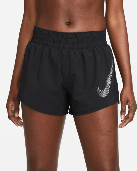 Nike Women’s DRIFIT One Swoosh Mid-Rise Lined Running Short (Black)